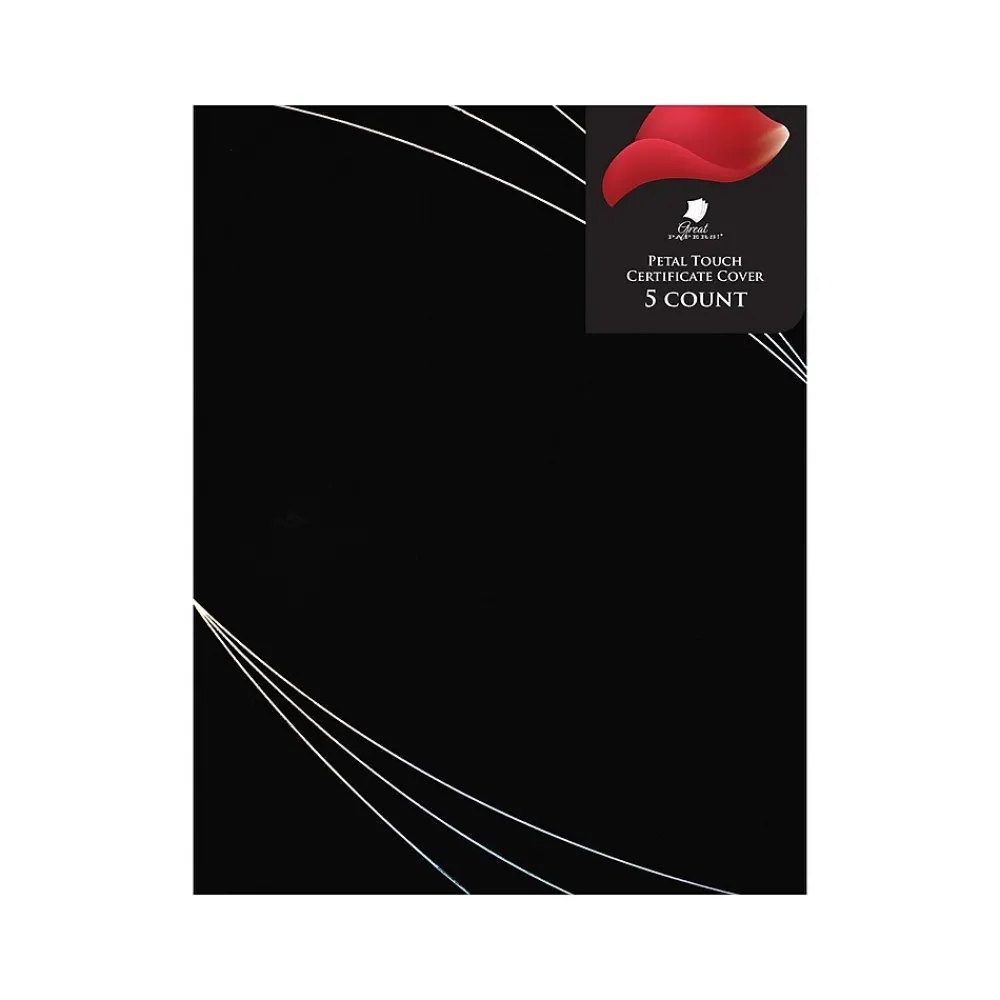 Awards & Certificates*Great Papers Petal Touch Certificate Holders, 9.34" x 12", Modern Black, 5/Pack (2019002)