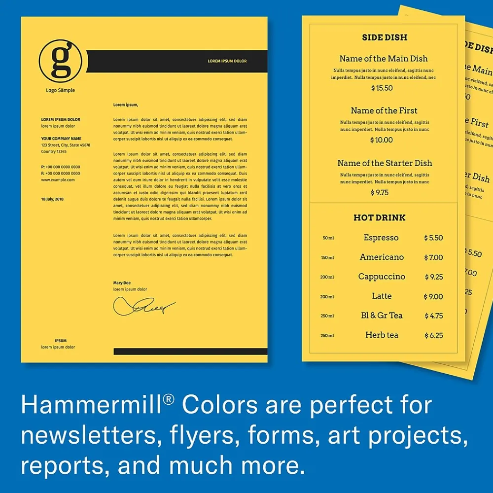 Multipurpose Paper*Hammermill 8.5" x 11" Color Multipurpose Paper, 20 lbs. Goldenrod, 5000 Sheets/Ream (HAM103168CT)