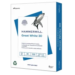 Copy Paper*Hammermill Great White 30% Recycled 8.5" x 11" Copy Paper, 20 lbs., 92 Brightness, 500 Sheets/Ream (86700)