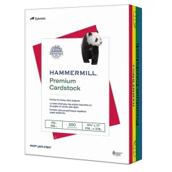 Card Stock*Hammermill Premium 110 lb. Cardstock Paper, 8.5" x 11", Blue/Green/Red/Yellow, 200 Sheets/Ream (168390R)