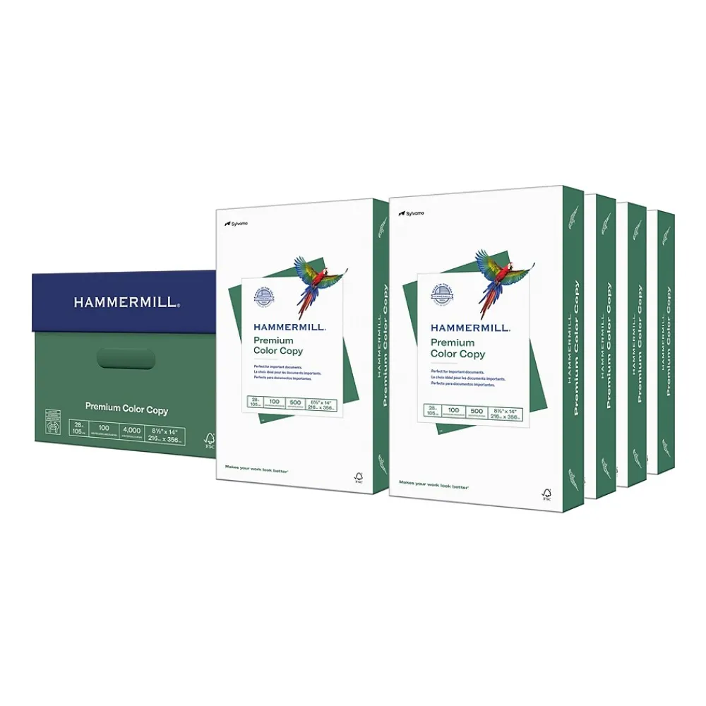 Copy Paper*Hammermill Premium Color Copy 8.5" x 14" Printer Paper, 28 lbs., 100/Brightness, 8 Reams/Carton (102475)