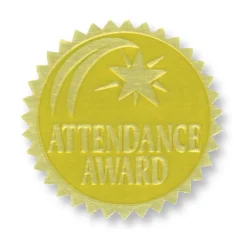Awards & Certificates*Hayes Attendance Award Gold Foil Embossed Certificate Seals, 1-3/4", Pack of 54 (H-VA375)
