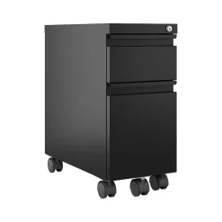 File Cabinets*Hirsh 2-Drawer Mobile Vertical File Cabinet, Letter/Legal Size, Lockable, 21.75"H x 10"W x 19.88"D, Black (22651)