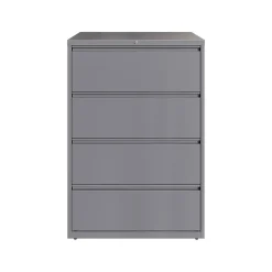File Cabinets*Hirsh HL10000 Series 4-Drawer Lateral File Cabinet, Locking, Letter/Legal, Arctic Silver, 36" (23746)