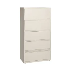 File Cabinets*Hirsh HL10000 Series 5-Drawer Lateral File Cabinet, Locking, Letter/Legal, Putty, 36" (17901)