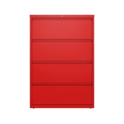 File Cabinets*Hirsh HL10000 Series 4-Drawer Lateral File Cabinet, Locking, Letter/Legal, Lava Red, 36" (24255)