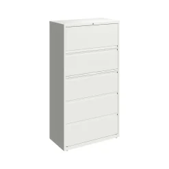 File Cabinets*Hirsh HL10000 Series 5-Drawer Lateral File Cabinet, Locking, Letter/Legal, White, 36" (23703)