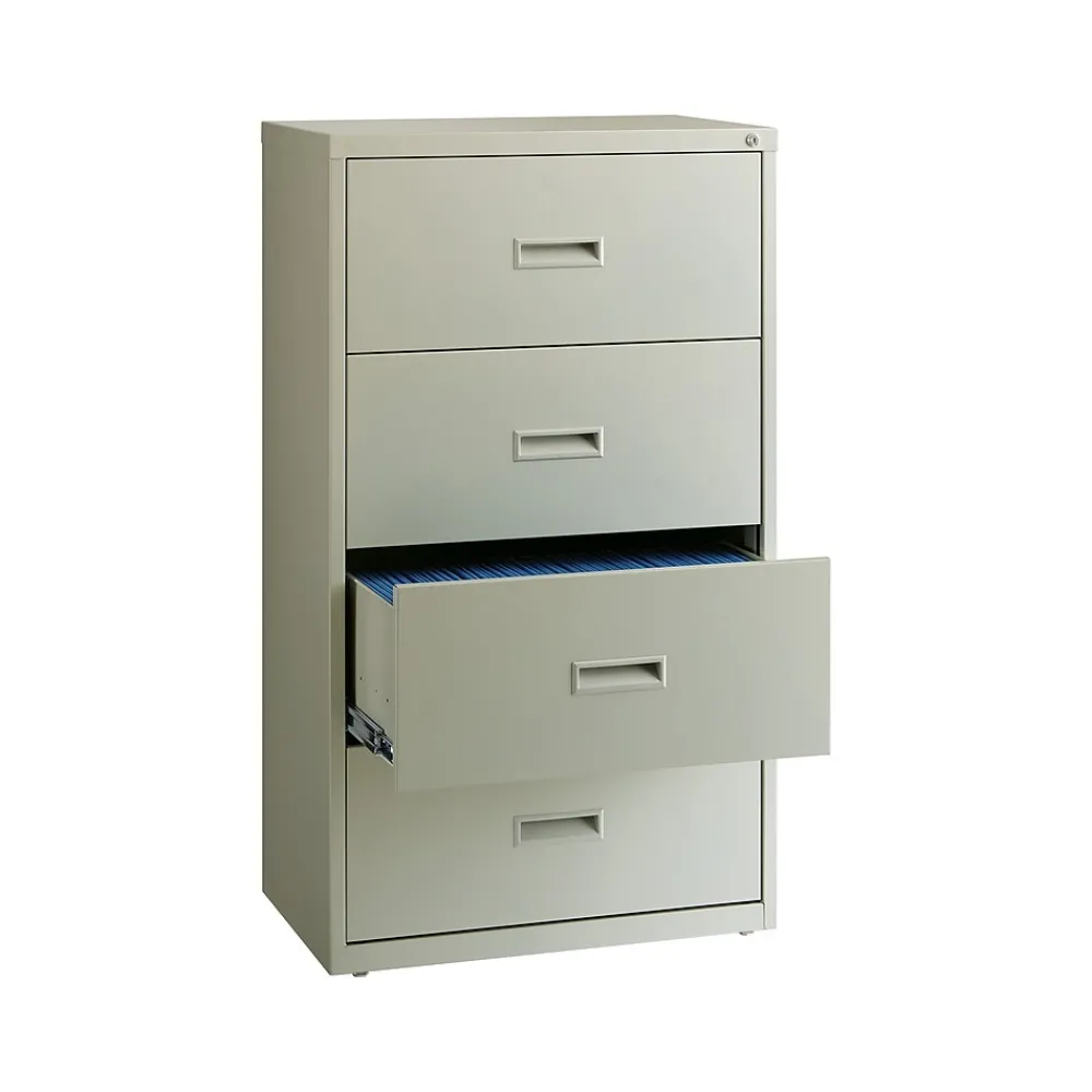 File Cabinets*Hirsh HL1000 Series 4-Drawer Lateral File Cabinet, Letter/Legal Size, Lockable, 52.5"H x 30"W x 18.63"D, Light Gray (19440)
