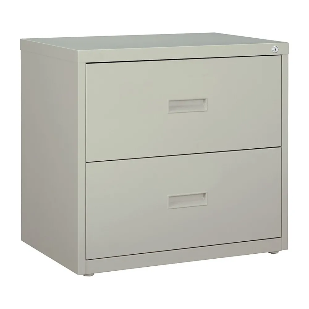 File Cabinets*Hirsh HL1000 Series 2-Drawer Lateral File Cabinet, Letter/Legal Size, Lockable, 28"H x 30"W x 18.63"D, Light Gray (19439)