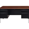 Corner Desks*Hirsh 60"W Double-Pedestal Computer Desk, Black/Walnut (20101)
