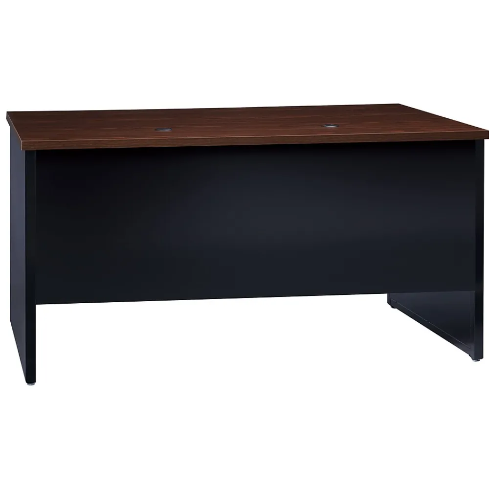 Computer Desks*Hirsh 60"W Double-Pedestal Desk, Black/Walnut (20533)