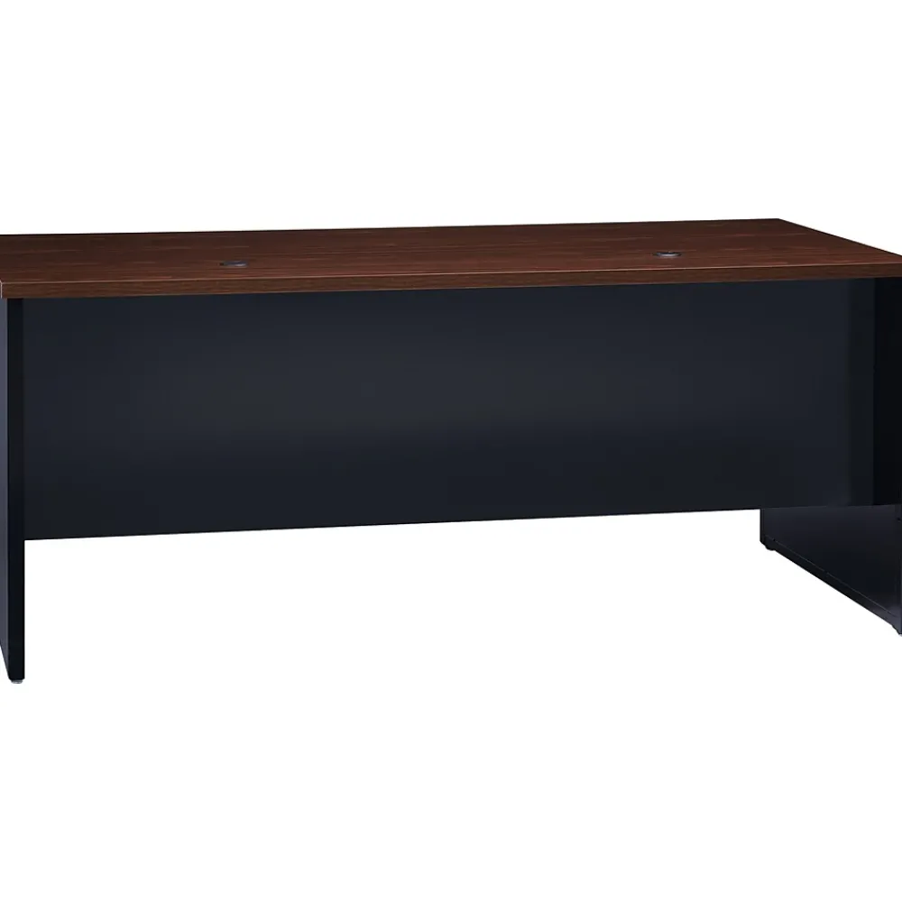 Computer Desks*Hirsh 72"W Double-Pedestal Desk, Black/Walnut (20531)