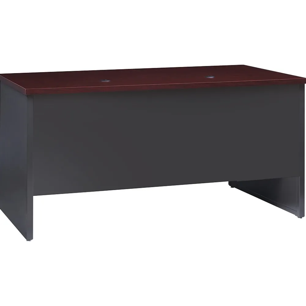 Computer Desks*Hirsh 60"W Double-Pedestal Desk, Charcoal/Mahogany (20534)