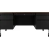 Computer Desks*Hirsh 60"W Double-Pedestal Mobile Teacher's Desk, Black/Walnut (22648)