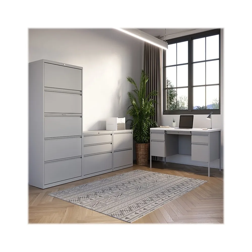 Computer Desks*Hirsh 60"W Double-Pedestal Teacher's Desk, Platinum/White (22645)