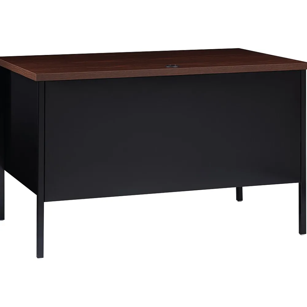 Computer Desks*Hirsh 48"W Single-Pedestal Desk, Black/Walnut (20092)