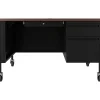 Computer Desks*Hirsh 48"W Single-Pedestal Mobile Teacher's Desk, Black/Walnut (22646)