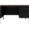 Computer Desks*Hirsh 48"W Single-Pedestal Teacher's Desk, Black/Walnut (22642)