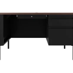Computer Desks*Hirsh 48"W Single-Pedestal Teacher's Desk, Black/Walnut (22642)