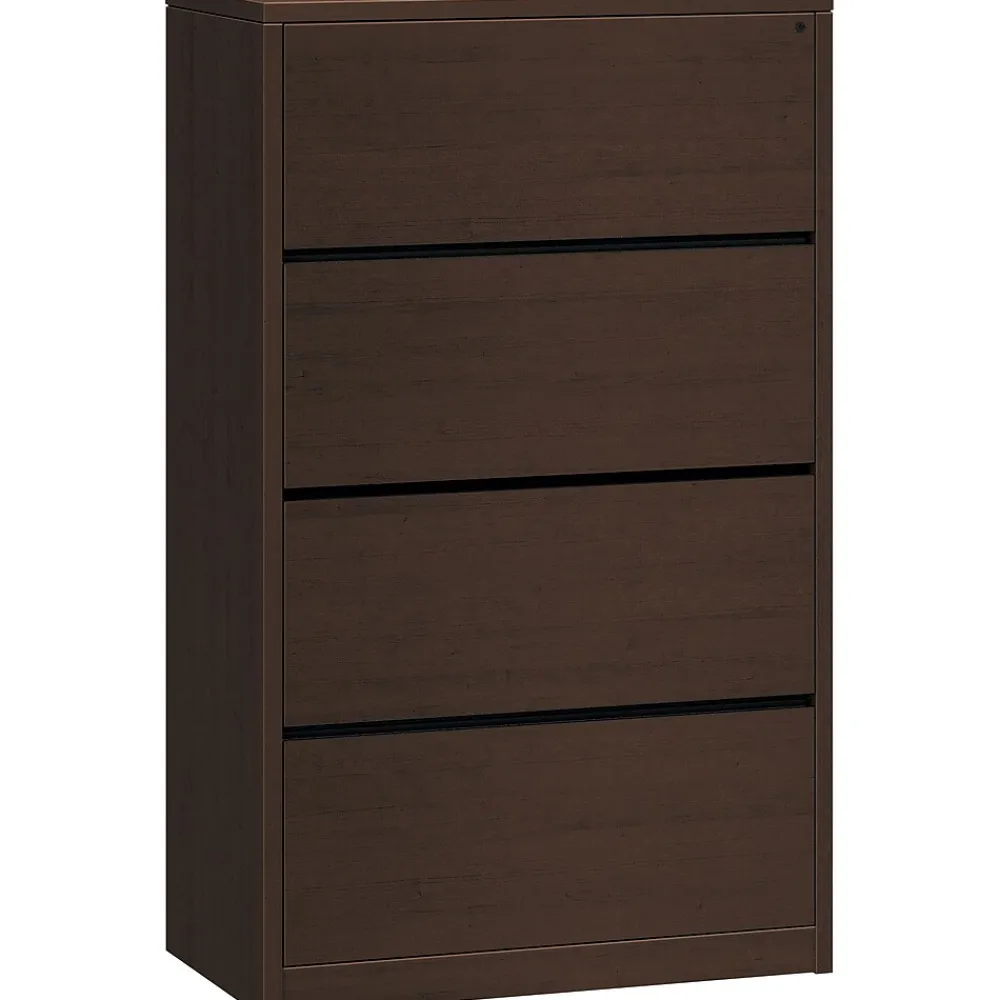 File Cabinets*HON 10500 Series 4 Drawer Lateral File Cabinet, Mocha Finish, 36"W (10516MOMO)