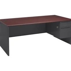 Computer Desks*HON ® 38000 Series 72'' Right Pedestal Desk, Mahogany/Charcoal (H38293RNS)