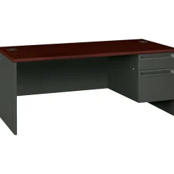 Computer Desks*HON ® 38000 Series 72'' Right Pedestal Desk, Mahogany/Charcoal (H38293RNS)