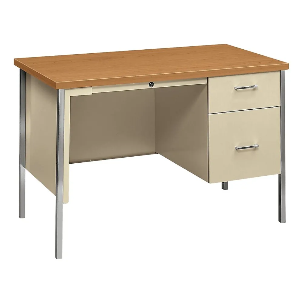 Computer Desks*HON 34000 Series 45" Single Pedestal Desk, Harvest Maple/Putty (H34002RCL)
