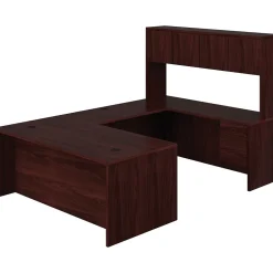 Office Desks*HON 10500 Series Bundle Solutions Left U-Station with Stack-On Storage, Mahogany, 72" x 108"