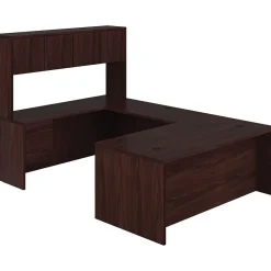 Office Desks*HON 10500 Series Bundle Solutions Left U-Station with Stack-On Storage, Mahogany, 72