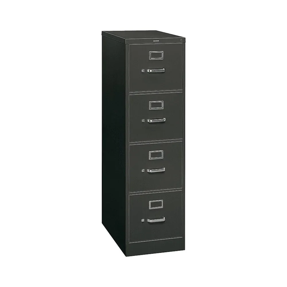File Cabinets*HON 310 Series 4-Drawer Vertical File Cabinet, Letter Size, Lockable, 52"H x 15"W x 26.5"D, Black (314PP)