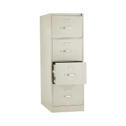 File Cabinets*HON 310 Series 4-Drawer Vertical File Cabinet, Legal Size, Lockable, 52"H x 18.25"W x 26.5"D, Putty (314CPL)