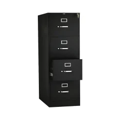 File Cabinets*HON 310 Series 4-Drawer Vertical File Cabinet, Legal Size, Lockable, 52"H x 18.25"W x 26.5"D, Black (314CPP)
