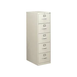File Cabinets*HON 310 Series 5-Drawer Vertical File Cabinet, Legal Size, Lockable, 60"H x 18.25"W x 26.5"D, Light Gray (H315CPQ)