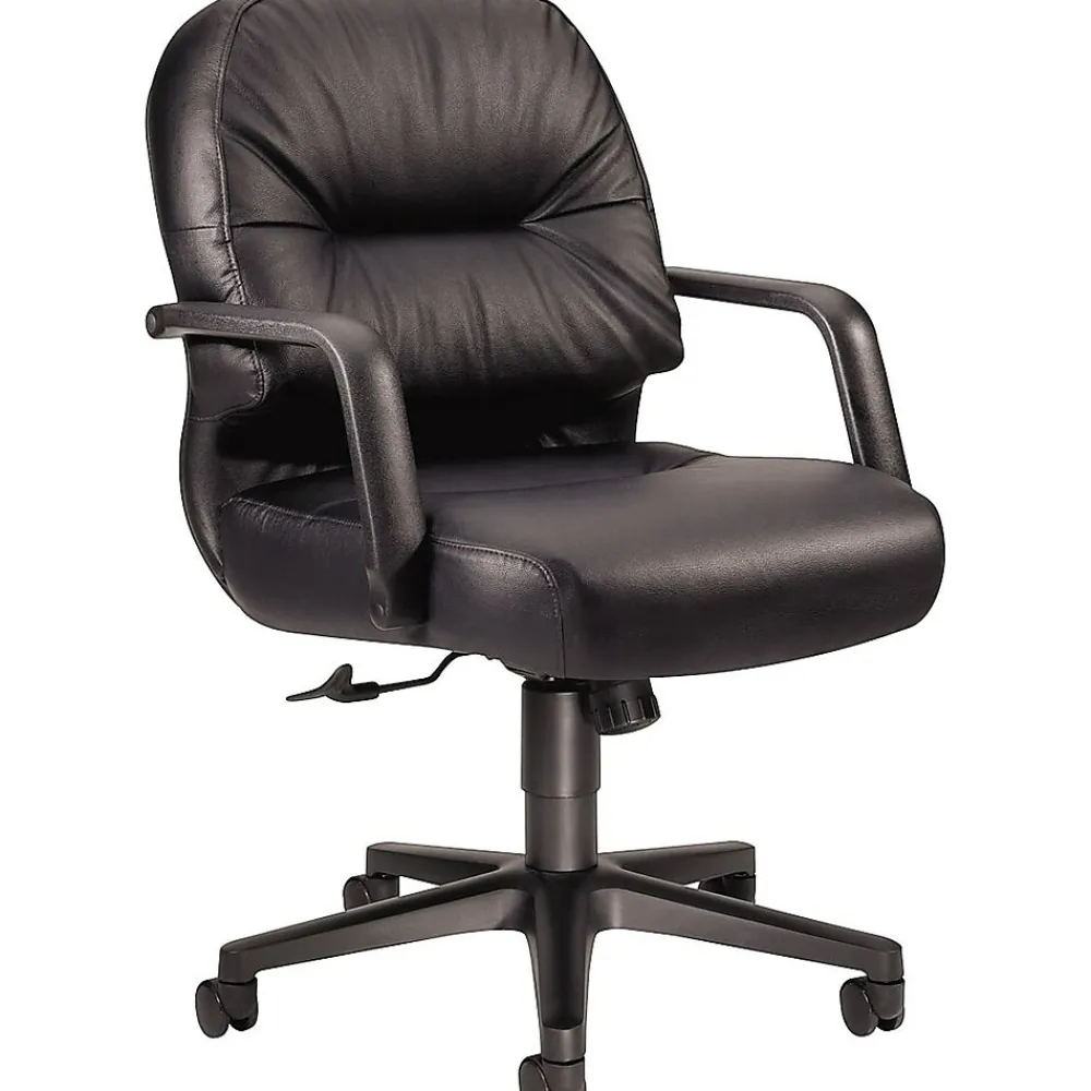 Office Chairs*HON 2090 Series Leather Executive Mid-Back Chair, Black (H2092SR11T)