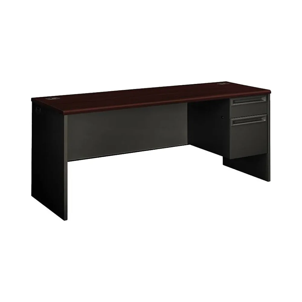 Office Desks*HON ® 38000 Series Right Pedestal Credenza, Mahogany/Charcoal, 29 1/2"H x 72"W x 24"D