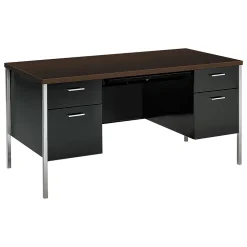 Computer Desks*HON 34000 Series 60"W Double Pedestal Desk, Mocha/Black (34962MOP)