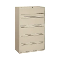 File Cabinets*HON Brigade 700 Series 5 File Drawer Lateral File Cabinet, Locking, Letter/Legal, Putty/Beige, 42"W (H795.L.L)