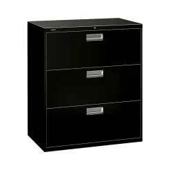 File Cabinets*HON Brigade 600 Series 3-Drawer Lateral File Cabinet, Locking, Letter/Legal, Black, 36"W (PHS-88)