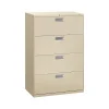 File Cabinets*HON Brigade 600 Series 4-Drawer Lateral File Cabinet, Locking, Letter/Legal, Putty/Beige, 36"W (684LL)