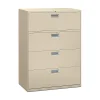 File Cabinets*HON Brigade 600 Series 4-Drawer Lateral File Cabinet, Locking, Letter/Legal, Putty/Beige, 42"W (694LL)