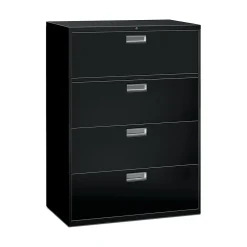 File Cabinets*HON Brigade 600 Series 4-Drawer Lateral File Cabinet, Locking, Letter/Legal, Black, 42"W (694LP)