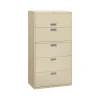 File Cabinets*HON Brigade 600 Series 5-Drawer Lateral File Cabinet, Locking, Letter/Legal, Putty/Beige, 36"W (H685.L.L)