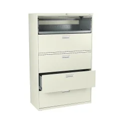 File Cabinets*HON Brigade 600 Series 5-Drawer Lateral File Cabinet, Locking, Letter/Legal, Putty/Beige, 42