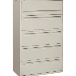 File Cabinets*HON ® Brigade 700 Series Lateral File, 5-Drawer, 64Hx42Wx19-1/4"D, Light Grey