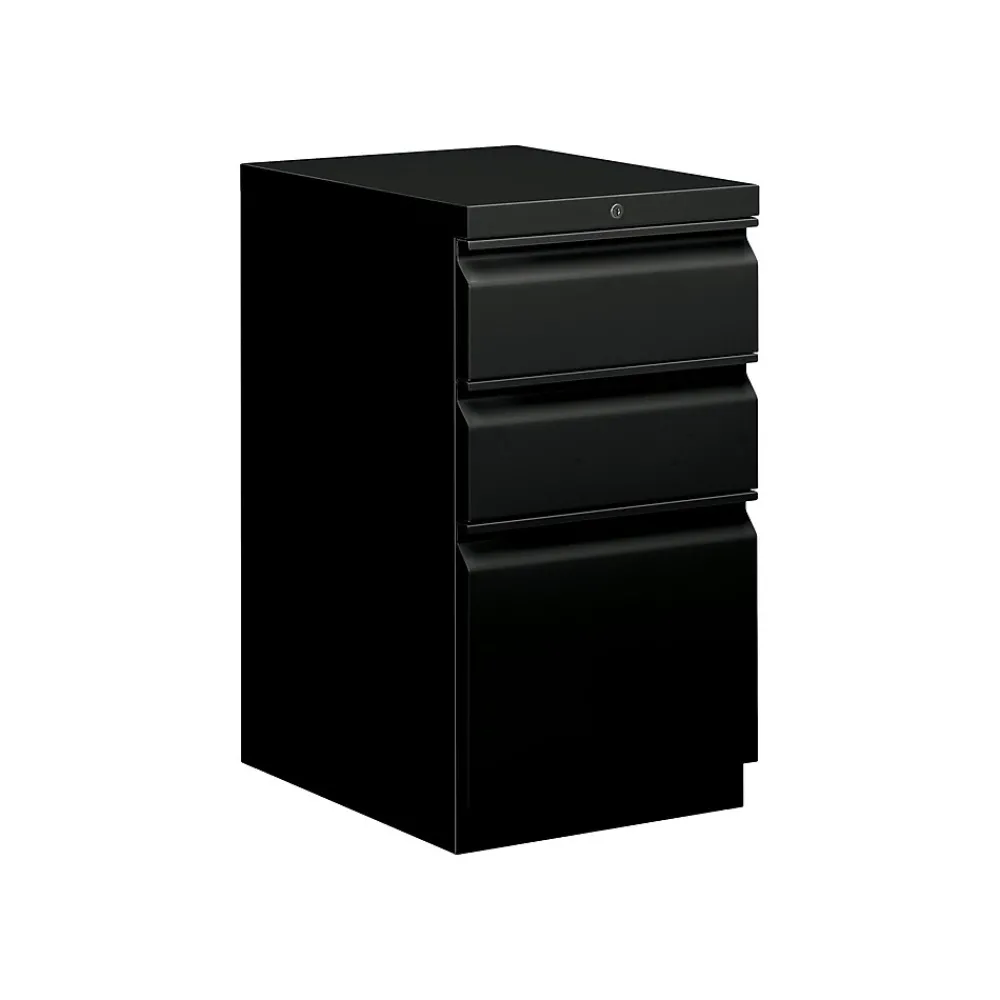 File Cabinets*HON Brigade 3-Drawer Mobile Vertical File Cabinet, Letter Size, Lockable, 28"H x 15"W x 22.88"D, (33723RP) Black