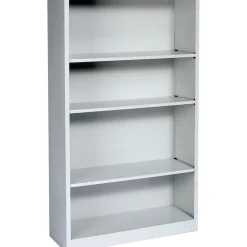 Bookcases*HON Brigade 4-Shelf Metal Bookcase, 59"H x 34 1/2"W x 12.63"D, Light Gray (S60ABCQ)