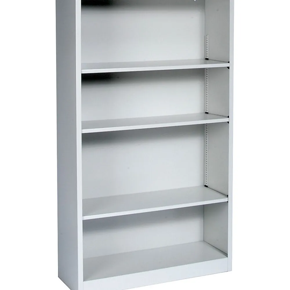 Bookcases*HON Brigade 4-Shelf Metal Bookcase, 59"H x 34 1/2"W x 12.63"D, Light Gray (S60ABCQ)