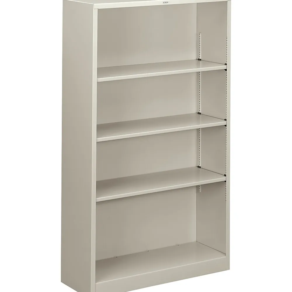 Bookcases*HON Brigade 4-Shelf Metal Bookcase, 59"H x 34 1/2"W x 12.63"D, Light Gray (S60ABCQ)