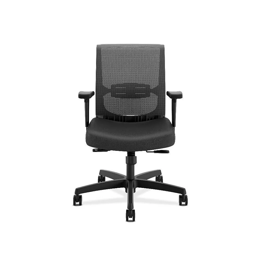 Office Chairs*HON Convergence Vinyl Task Chair with Seat Slide, Adjustable Arms, Black (CMY1AUR10)