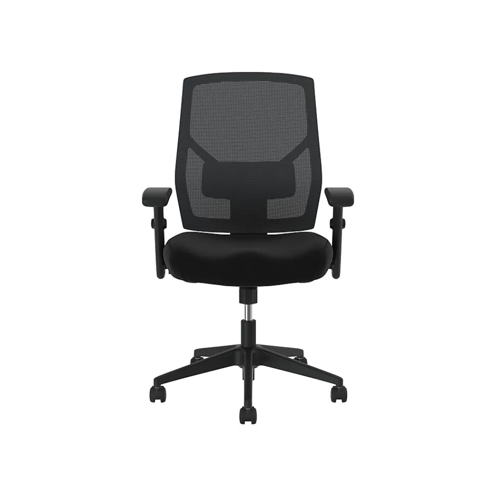 Office Chairs*HON Crio High-Back Task Chair, Mesh Back, Adjustable Arms, Adjustable Lumbar, Black Leather (BSXVL581SB11T)